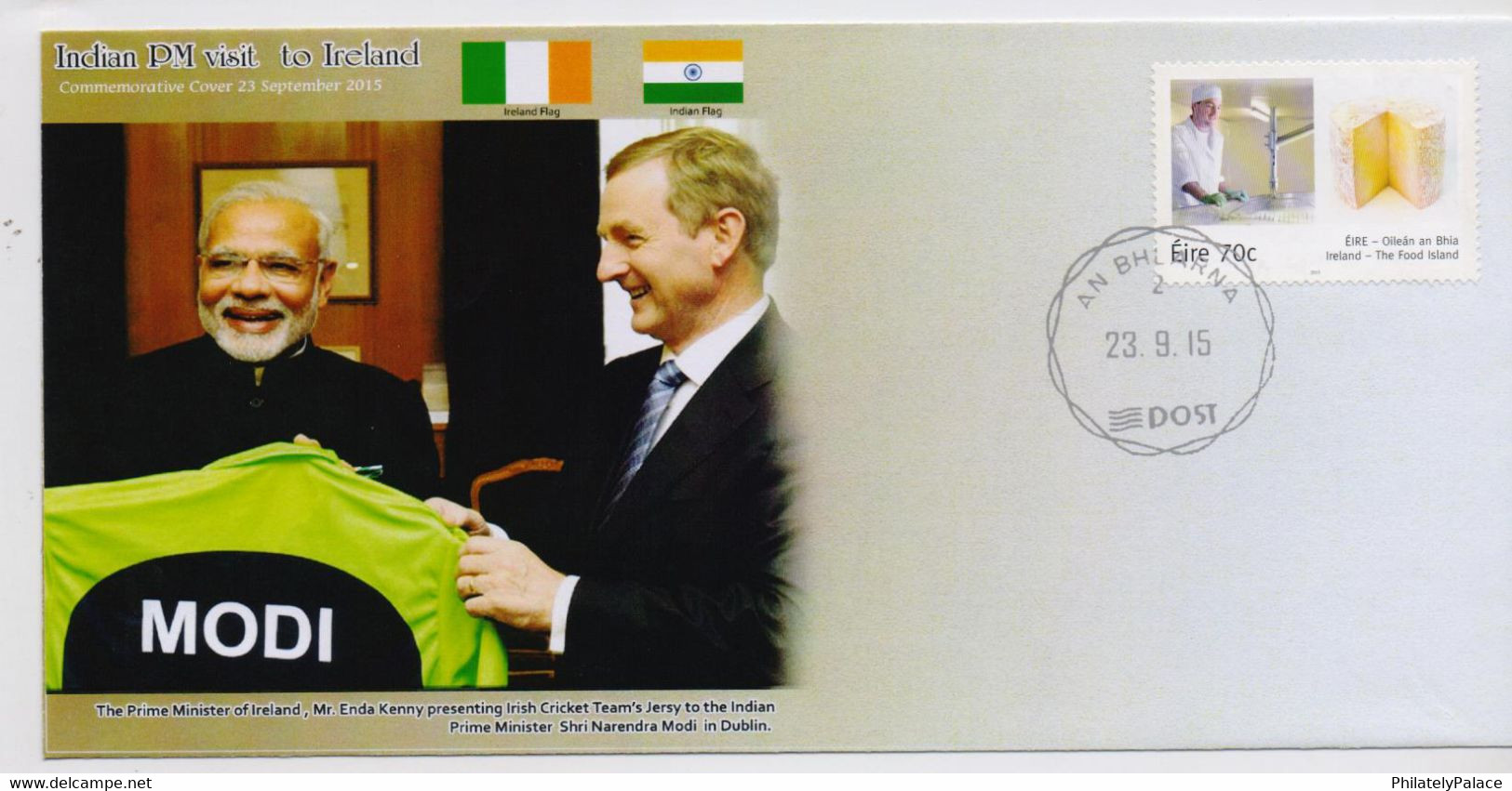 Ireland 2015 Prime Minister Narendra Modi India PM Visit To Ireland Mr. Enda Kenda Irish Cricke  Special Cover   (**) - Briefe U. Dokumente