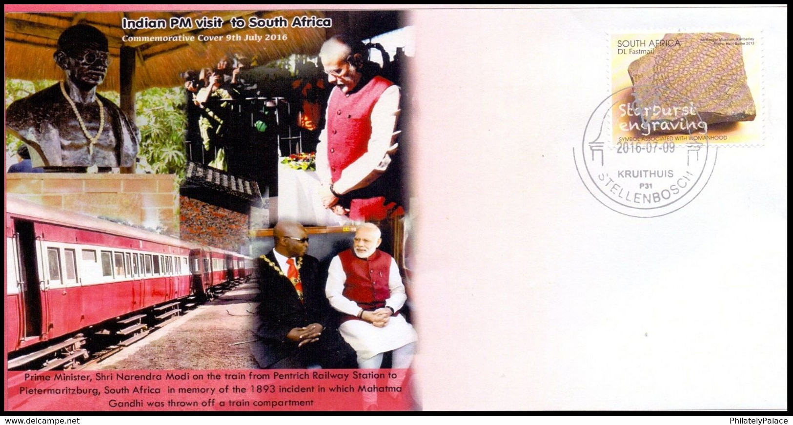 South Africa 2015 Prime Minister Narendra Modi India PM Visit To South Africa Railway Station Pentri Special Cover(**) - Brieven En Documenten