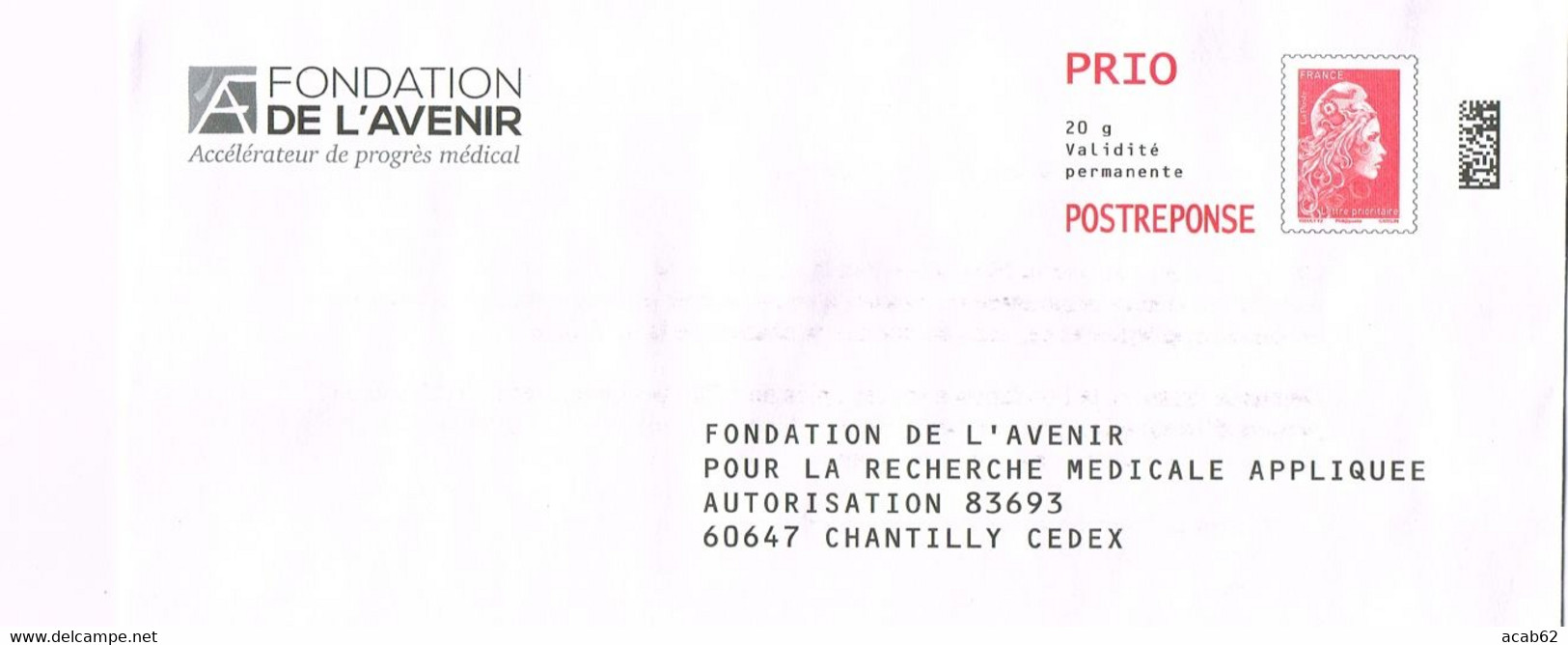 France. Entier Postal Postréponse. Nouvelle Marianne. Fondation De L'avenir. N° 183307 - Listos A Ser Enviados: Respuesta