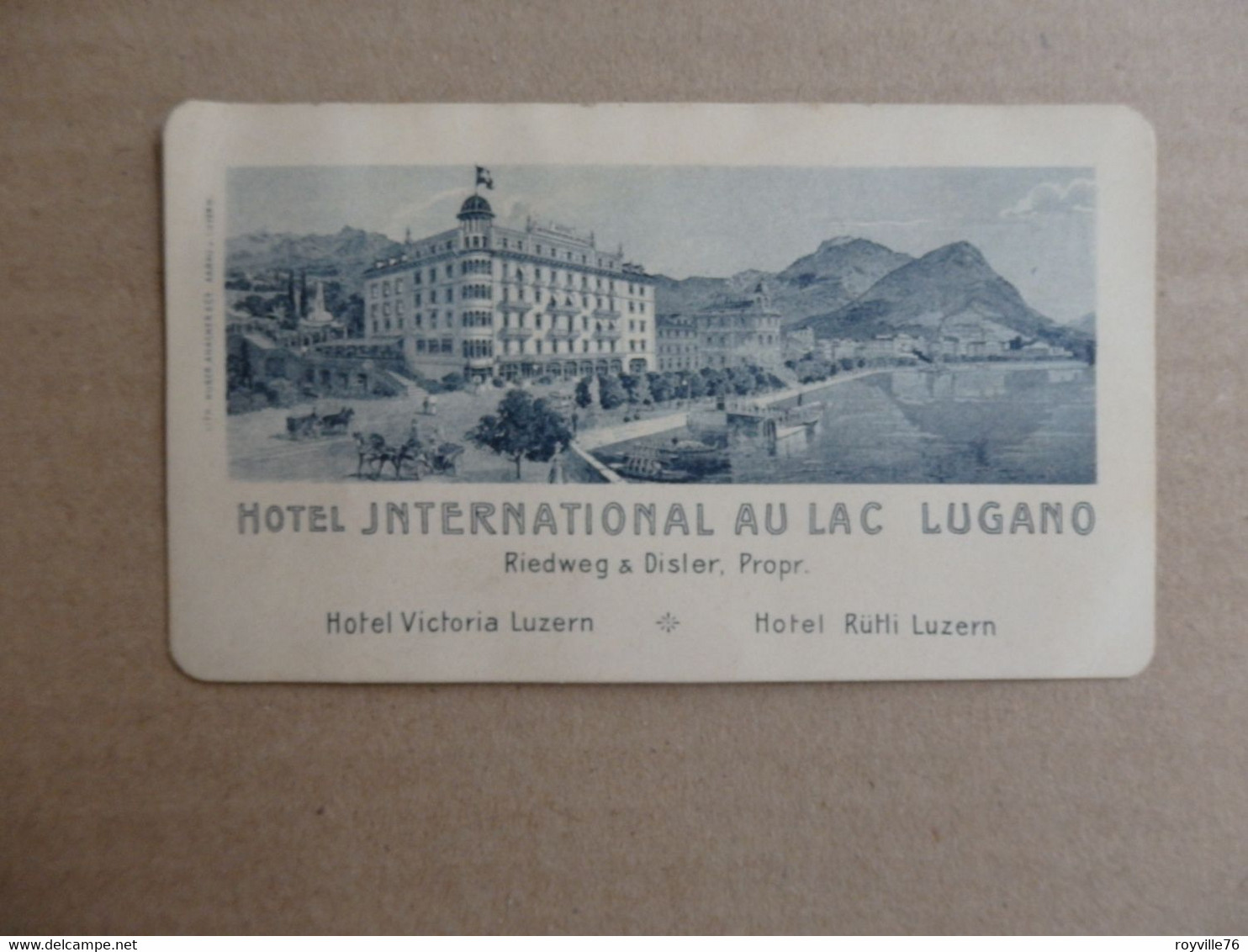 Carte De Visite **Hôtel International Au Lac Lugano** Suisse - Cartes De Visite