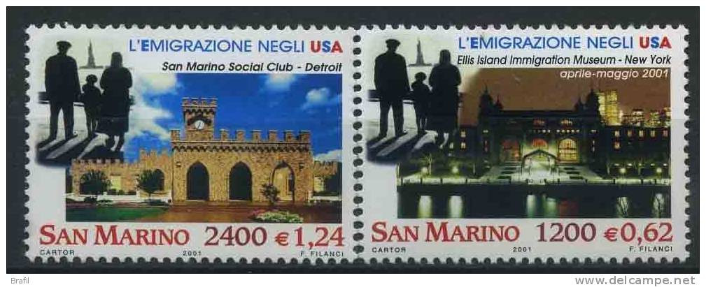 2001 San Marino, Emigrazione Negli U.S.A. Serie Completa Nuova (**) - Unused Stamps