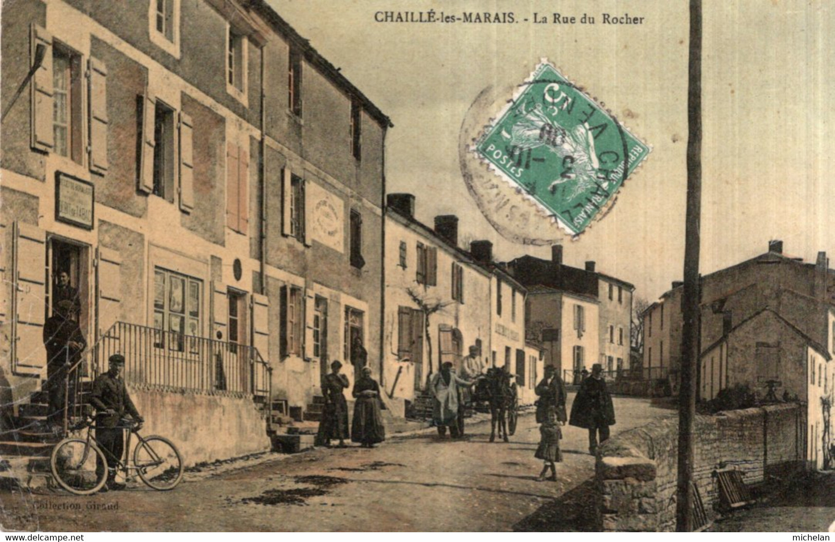 CPA   85   CHAILLE-LES-MARAIS---LA RUE DU ROCHER---1909 - Chaille Les Marais