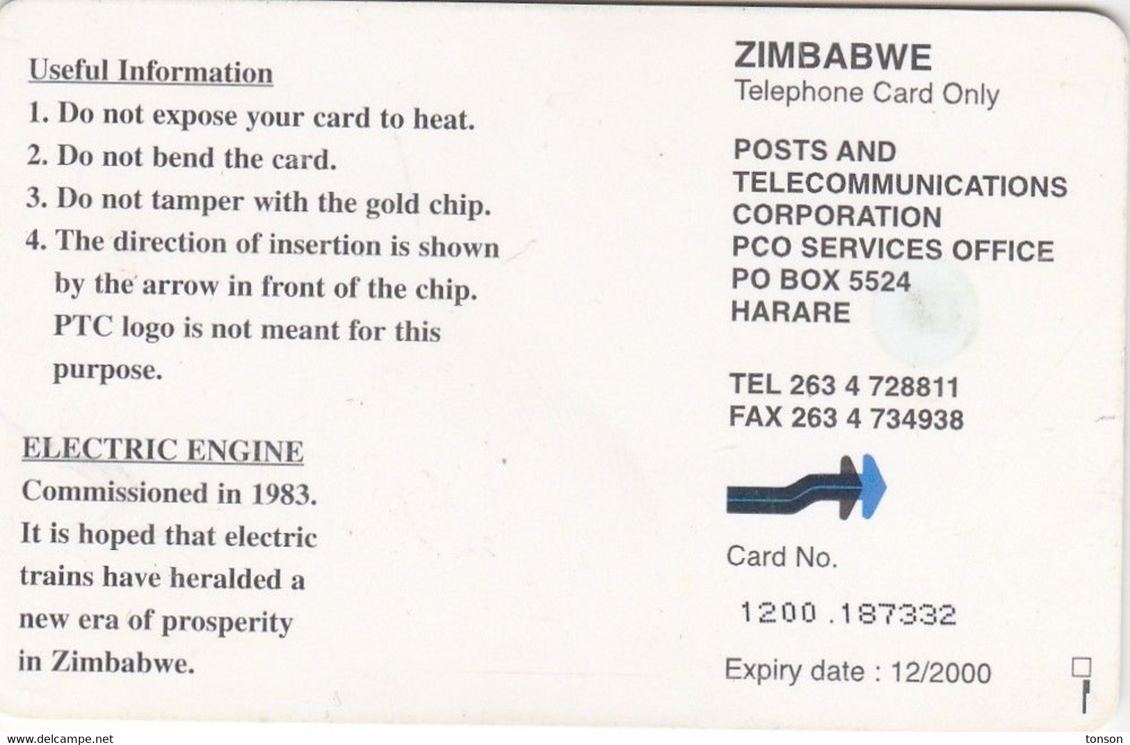 Zimbabwe, ZIM-29, $50, Electric Train, 2 Scans. - Simbabwe