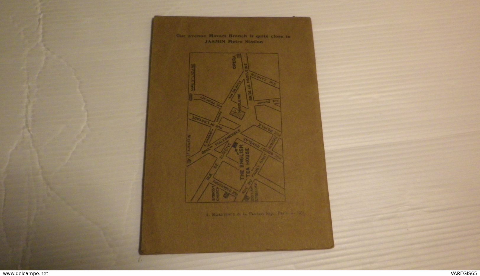 RARE CATALOGUE  PUBLICITAIRE - THE ENGLISH TEA HOUSE - MAISON BETJEMAN & BARTON A PARIS - LISTE DE PRIX 1931 - Británica