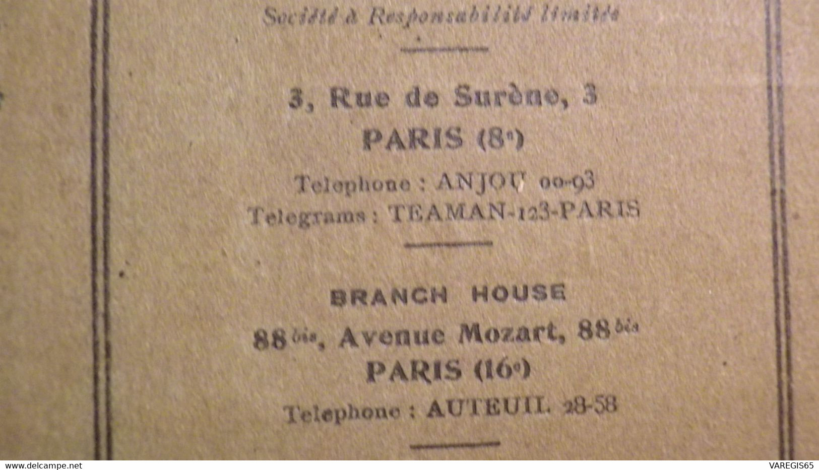 RARE CATALOGUE  PUBLICITAIRE - THE ENGLISH TEA HOUSE - MAISON BETJEMAN & BARTON A PARIS - LISTE DE PRIX 1931 - Británica