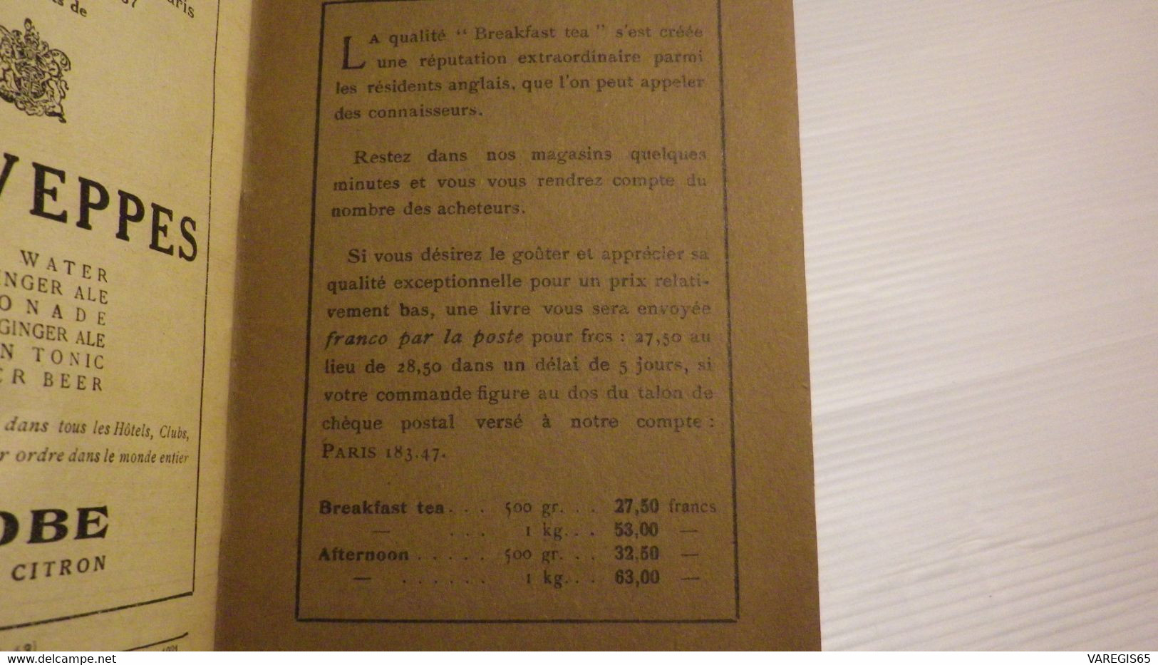 RARE CATALOGUE  PUBLICITAIRE - THE ENGLISH TEA HOUSE - MAISON BETJEMAN & BARTON A PARIS - LISTE DE PRIX 1931 - Grossbritannien