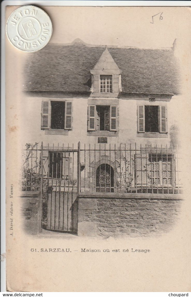 56  -  Carte Postale Ancienne De  SARZEAU   Maison Ou Est Né Lesage - Sarzeau