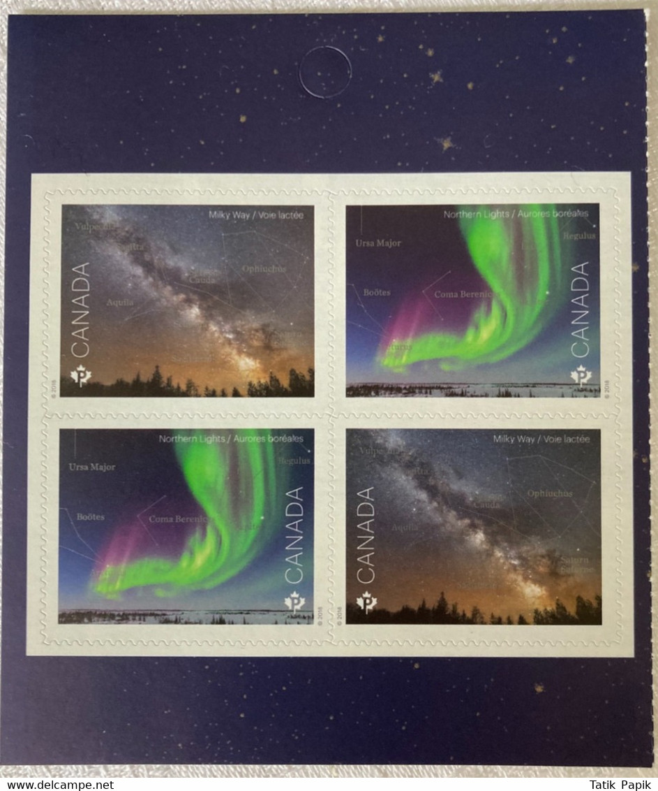 2018 Canada Astronomie Aurores Boréales Voie Lactée Satellite Northern Lights Milky Way Timbre Permanent Stamps - Booklets Pages