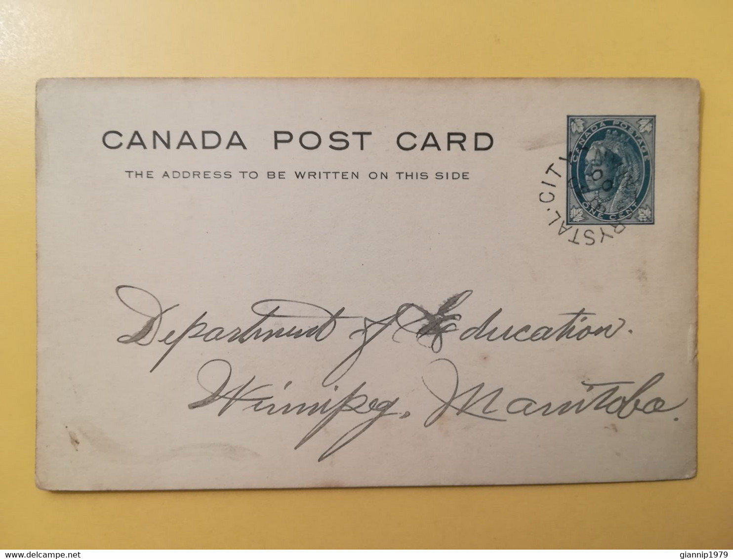 1900 INTERO CARTOLINA POSTALE POSTCARD CARTE CANADA VICTORIA QUEEN OBLITERE' CRYSTAL CITY - 1860-1899 Regno Di Victoria