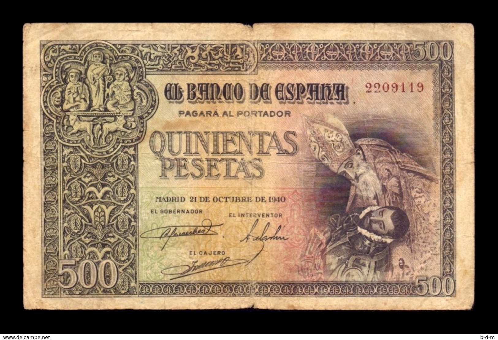 España Spain 500 Pesetas Conde Ordaz 1940 Pick 124 BC F - 500 Pesetas