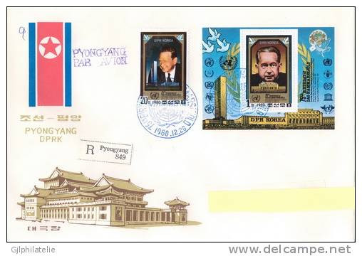 COREE NORD 2045/46a Et B FDC Voyagé Dag Hammarskjöld - Dag Hammarskjöld