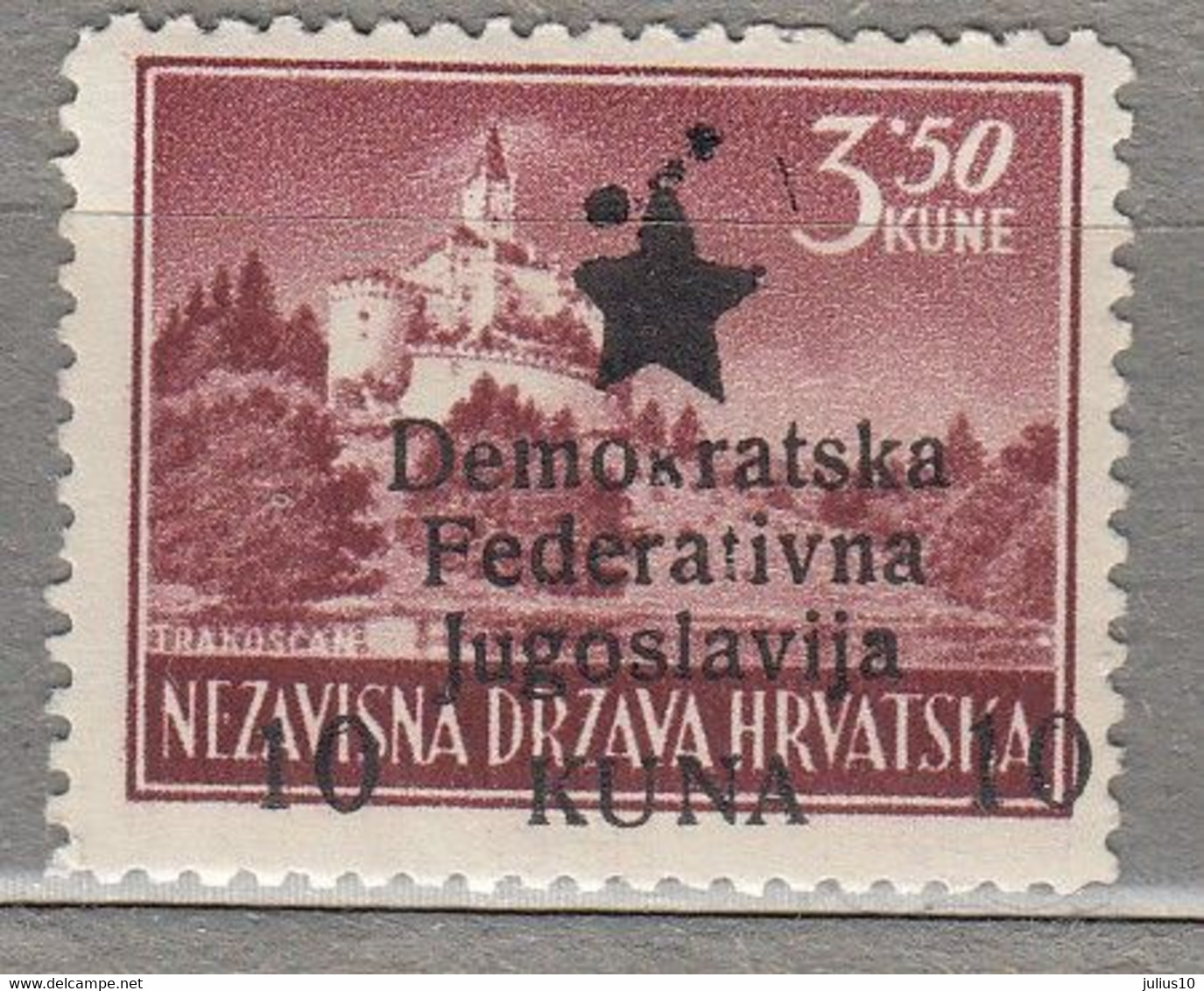 YUGOSLAVIA 1945 Provisory Stamps Bosnia Mi 4 MH(*) #31789 - Ungebraucht