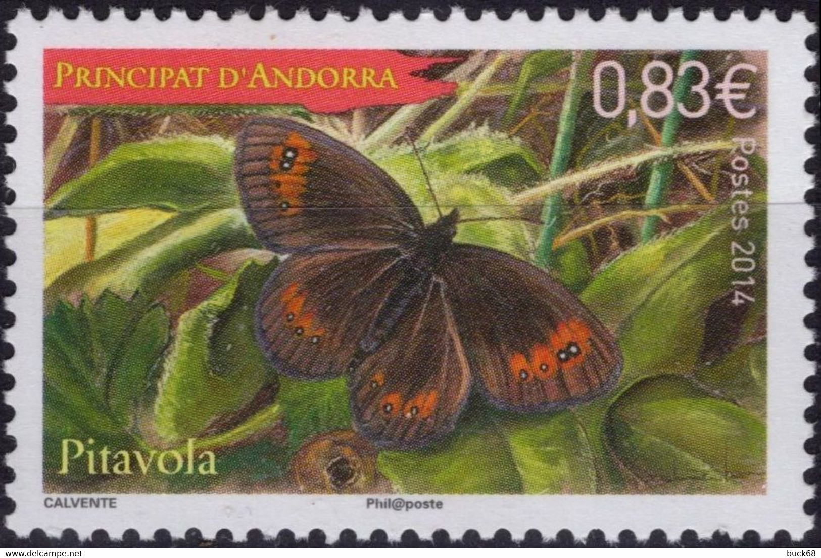 ANDORRE Principat D'ANDORRA 758 ** MNH Papillon Vlier Butterfly Schmetterling 2014 - Neufs