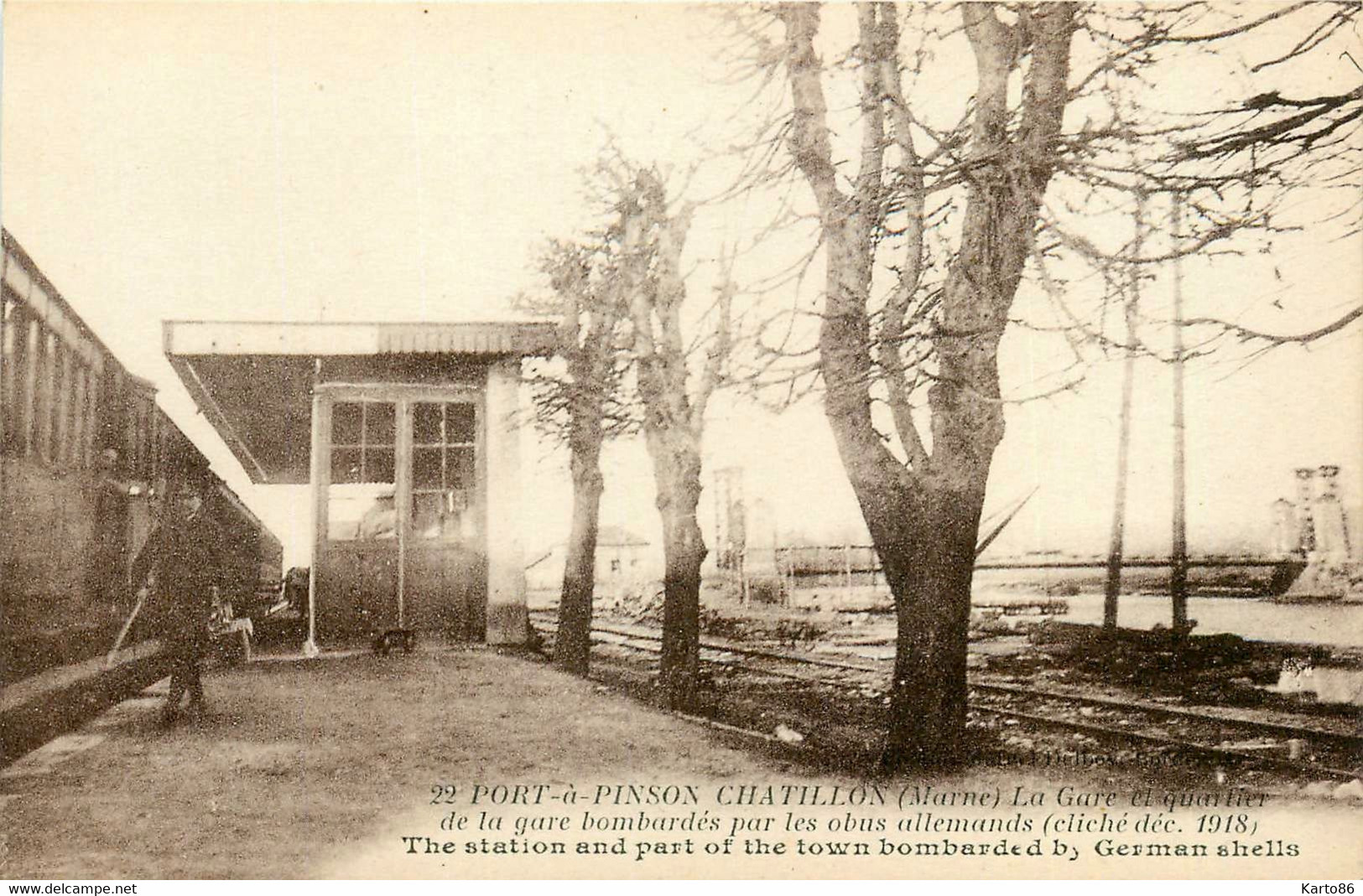 Châtillon * Port à Pinson * La Gare Et Le Quartier De La Gare Bombardés Par Les Obus Allemands * Ww1 War - Châtillon-sur-Marne