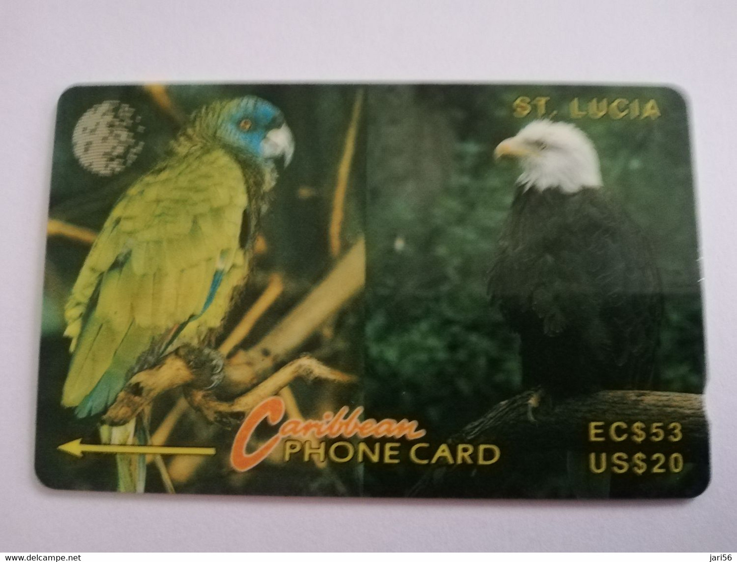 ST LUCIA    $ 53/ US 20  CABLE & WIRELESS  STL-14E  14CSLE    PARROT/EAGLE  Fine Used Card ** 8845** - Sainte Lucie