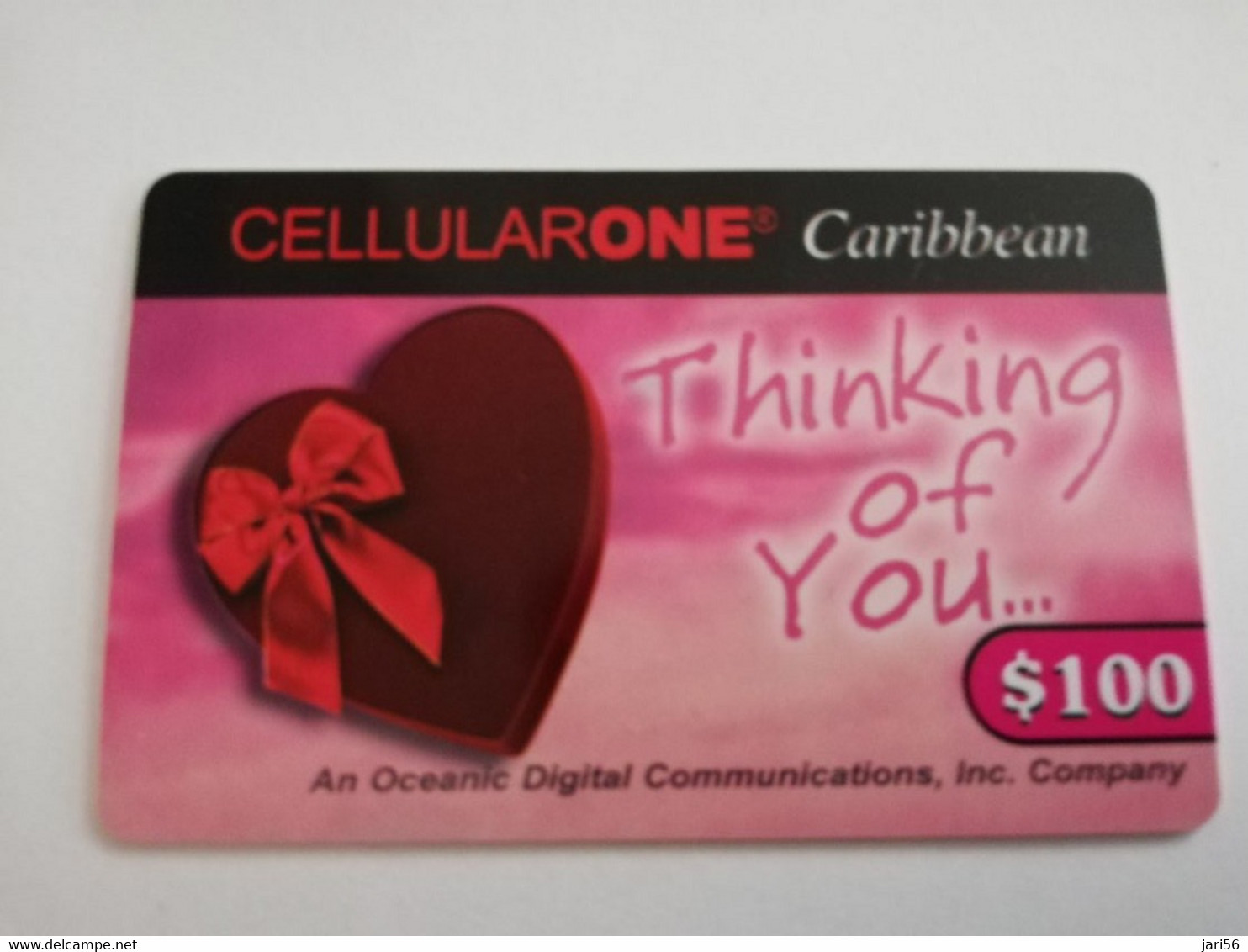 St MAARTEN  Prepaid  $100,- CELLULAIRONE CARIBBEAN   THINKING OF YOU / THICK CARD       Fine Used Card  **8848** - Antillen (Nederlands)