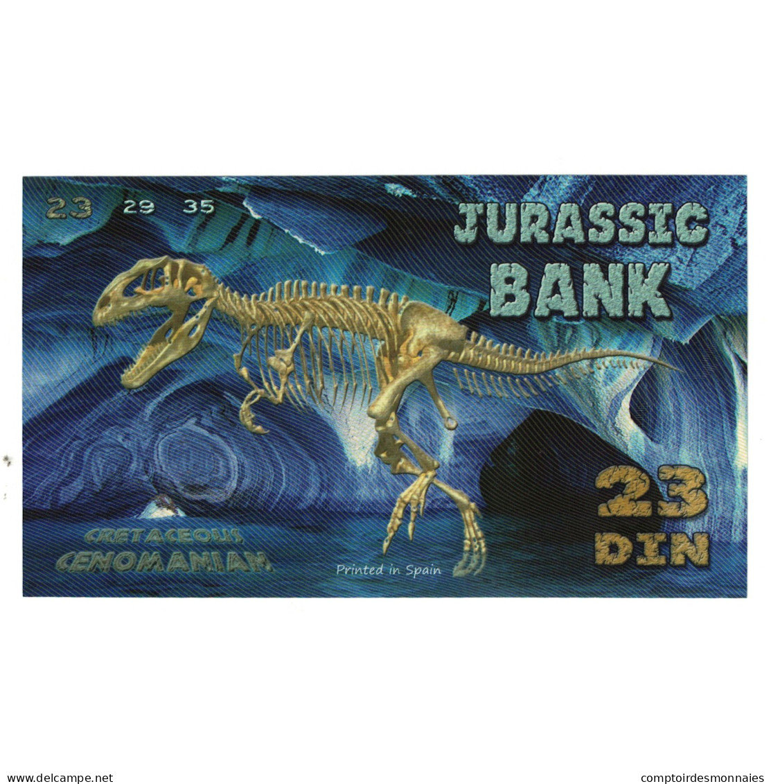 Billet, Espagne, Billet Touristique, 2015, JURASSIC BANK 23 DIN, NEUF - [ 7] Fautés & Variétés