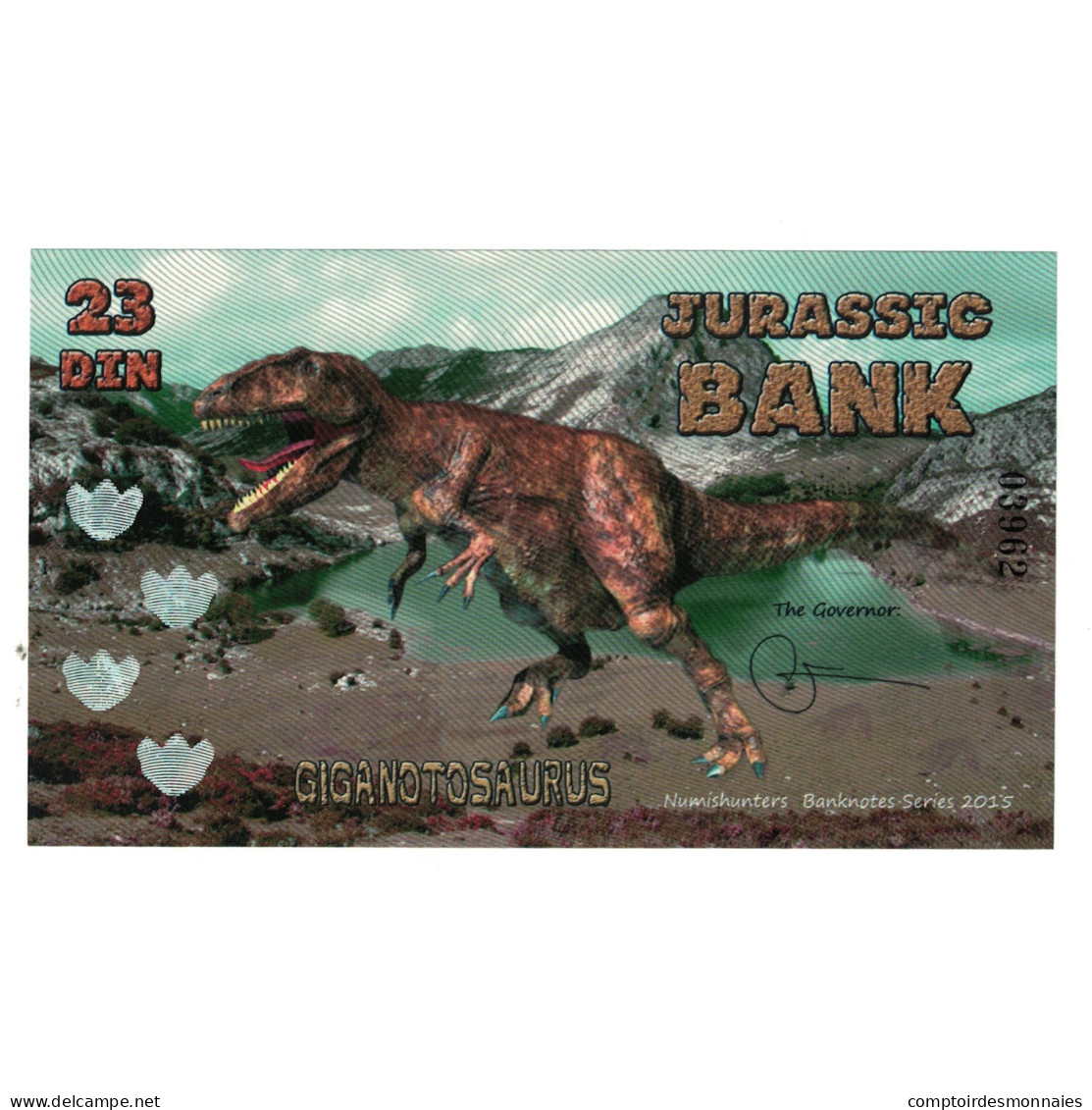 Billet, Espagne, Billet Touristique, 2015, JURASSIC BANK 23 DIN, NEUF - [ 7] Fehldrucke