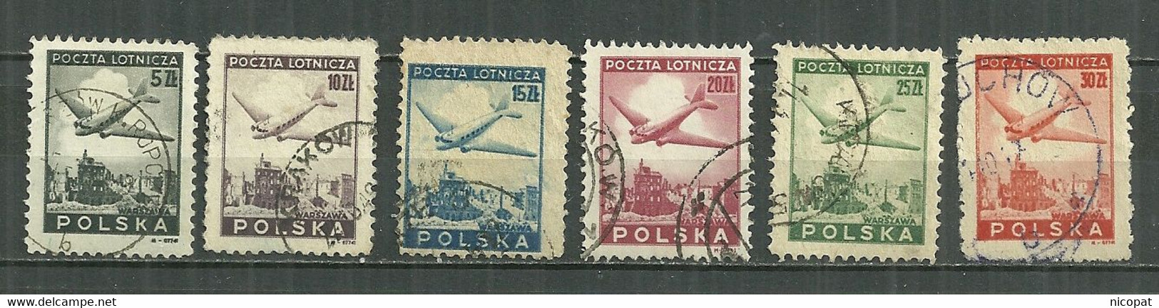 POLAND Oblitéré PA 10-15 Avion "Dakota" Survolant Varsovie - Used Stamps