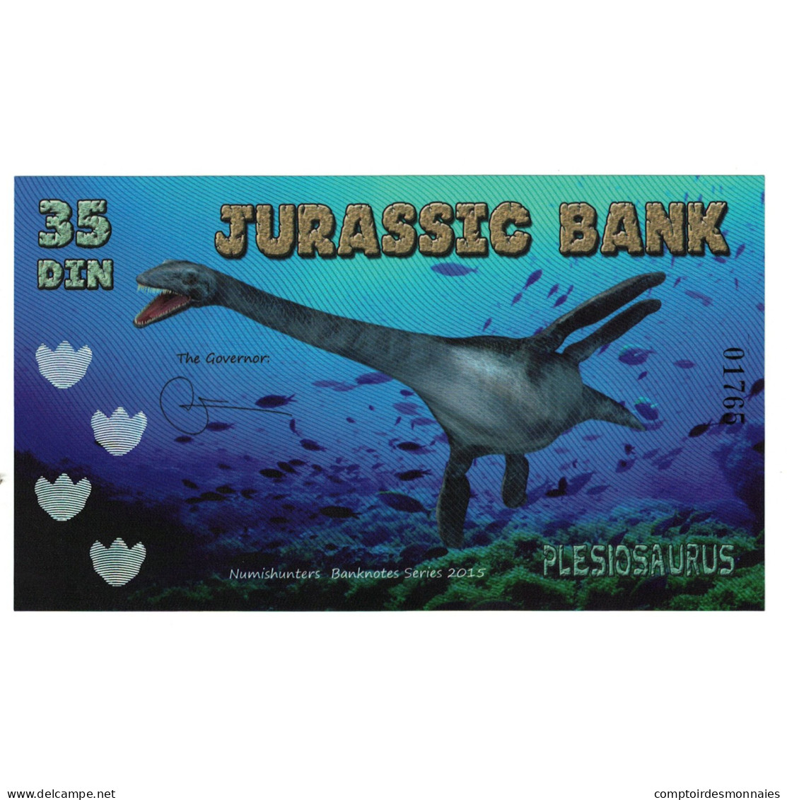 Billet, Espagne, Billet Touristique, 2015, JURASSIC BANK 35 DIN, NEUF - [ 7] Fautés & Variétés