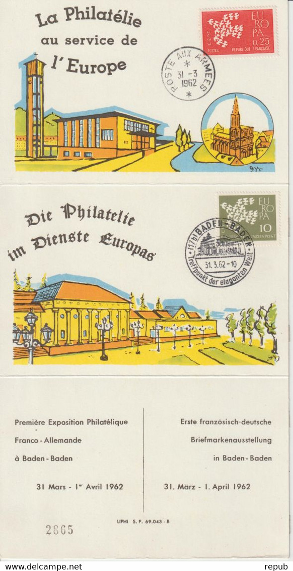 Philatélie Au Service De L'Europe, 15 Souvenirs Des Expositions Franco-Allemande Entre 1962 Et 1977 - Militaire Stempels Vanaf 1900 (buiten De Oorlog)