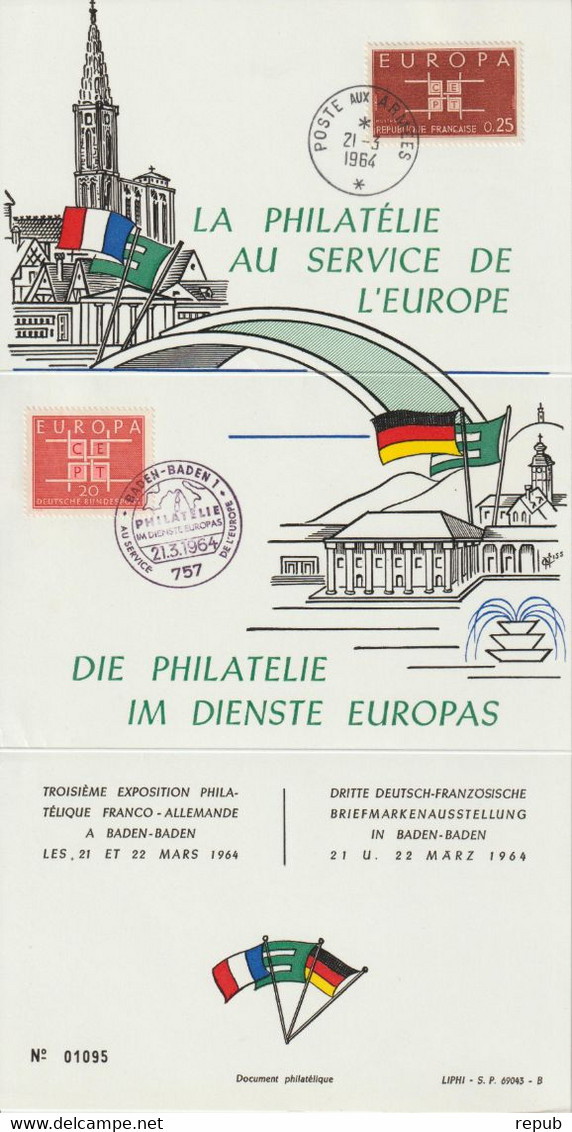 Philatélie Au Service De L'Europe, 15 Souvenirs Des Expositions Franco-Allemande Entre 1962 Et 1977 - Militaire Stempels Vanaf 1900 (buiten De Oorlog)