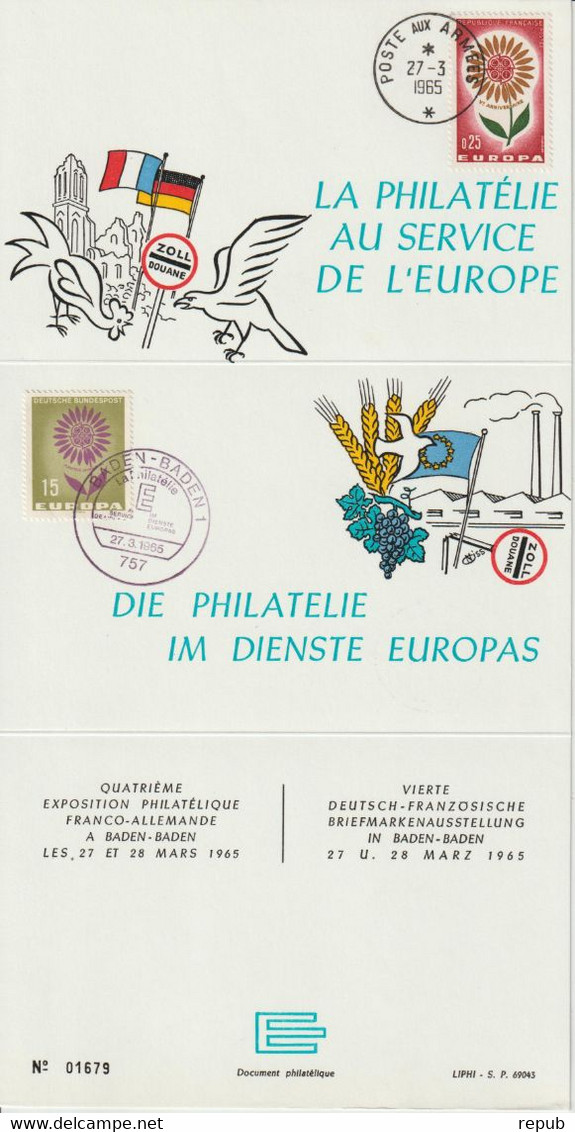 Philatélie Au Service De L'Europe, 15 Souvenirs Des Expositions Franco-Allemande Entre 1962 Et 1977 - Military Postmarks From 1900 (out Of Wars Periods)