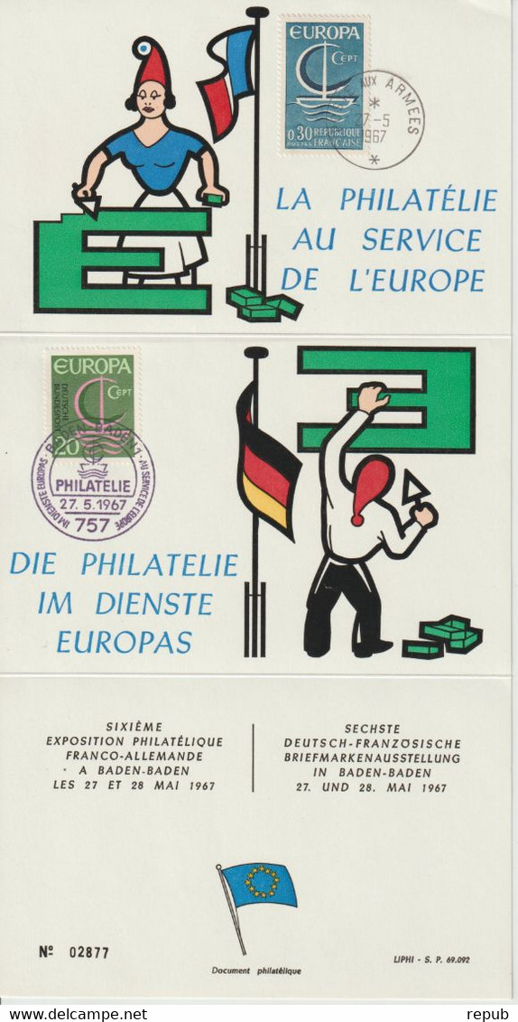 Philatélie au service de l'Europe, 15 souvenirs des expositions Franco-Allemande entre 1962 et 1977