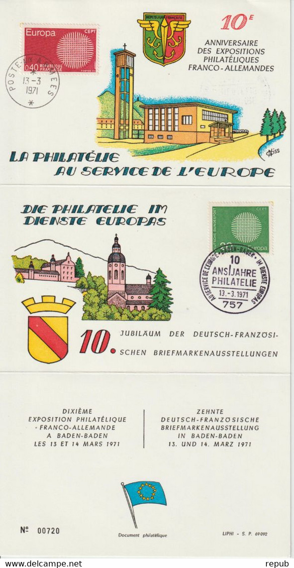 Philatélie au service de l'Europe, 15 souvenirs des expositions Franco-Allemande entre 1962 et 1977