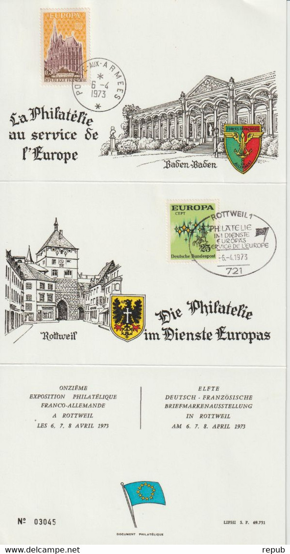 Philatélie au service de l'Europe, 15 souvenirs des expositions Franco-Allemande entre 1962 et 1977