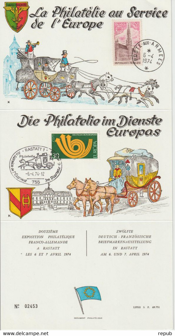 Philatélie au service de l'Europe, 15 souvenirs des expositions Franco-Allemande entre 1962 et 1977