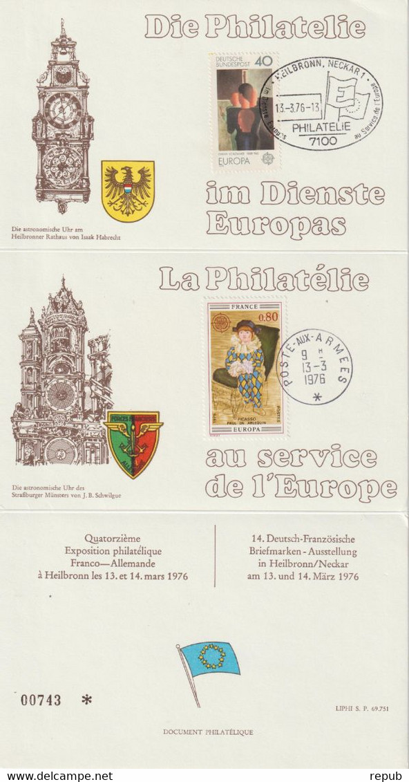 Philatélie au service de l'Europe, 15 souvenirs des expositions Franco-Allemande entre 1962 et 1977