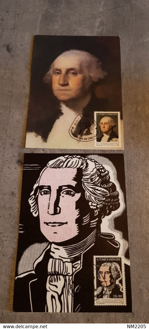 SAO TOME E PRINCIPE ANNIVERSARY BIRTHDAY G.WASHINGTON 2 MAXIMUM CARDS - George Washington