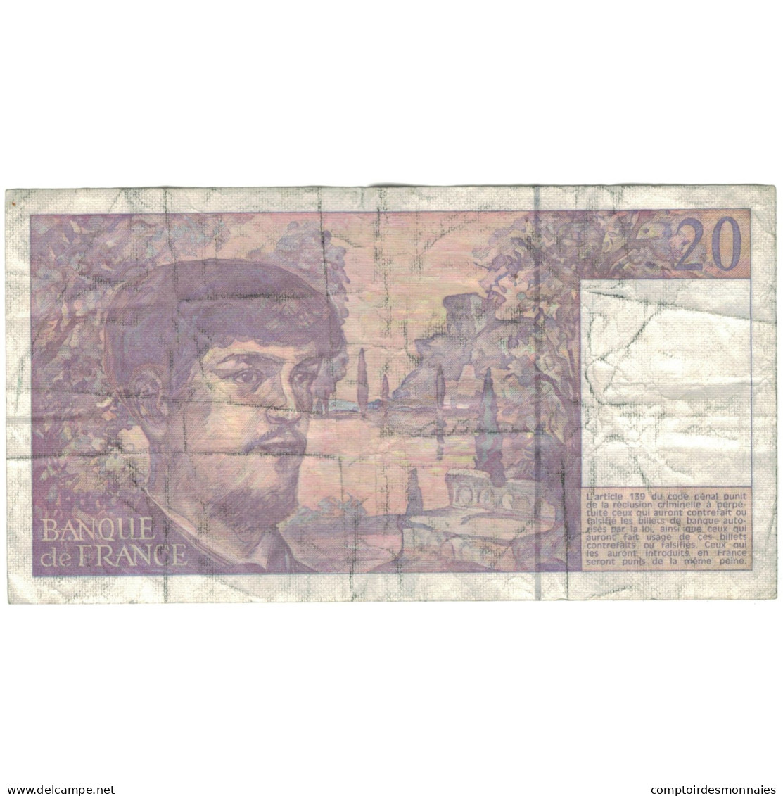 France, 20 Francs, Debussy, 1990, 989944 F.029, B, Fayette:66bis.1, KM:151c - 20 F 1980-1997 ''Debussy''