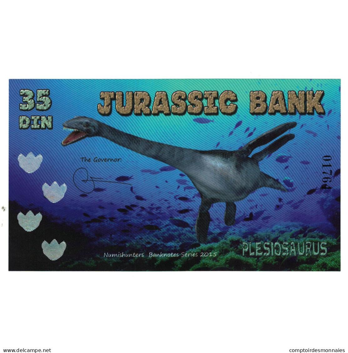 Billet, Espagne, Billet Touristique, 2015, JURASSIC BANK 35 DIN, NEUF - [ 7] Fehldrucke