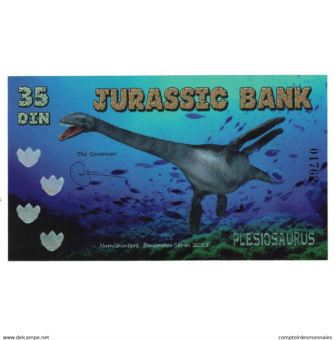 Billet, Espagne, Billet Touristique, 2015, JURASSIC BANK 35 DIN, NEUF - [ 7] Fautés & Variétés