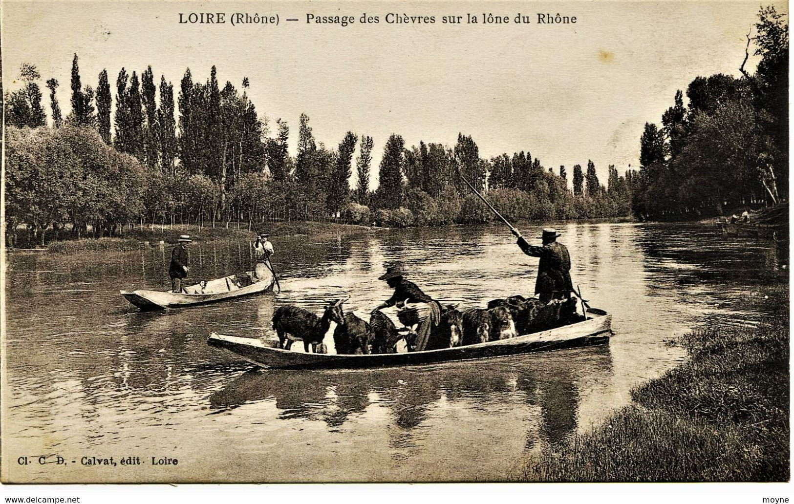 13917- Rhone - LOIRE  : BAC - Passage Des Chévres Sur La Lône Du Rhone  -   Belle  Animation  Rare - Loire Sur Rhone