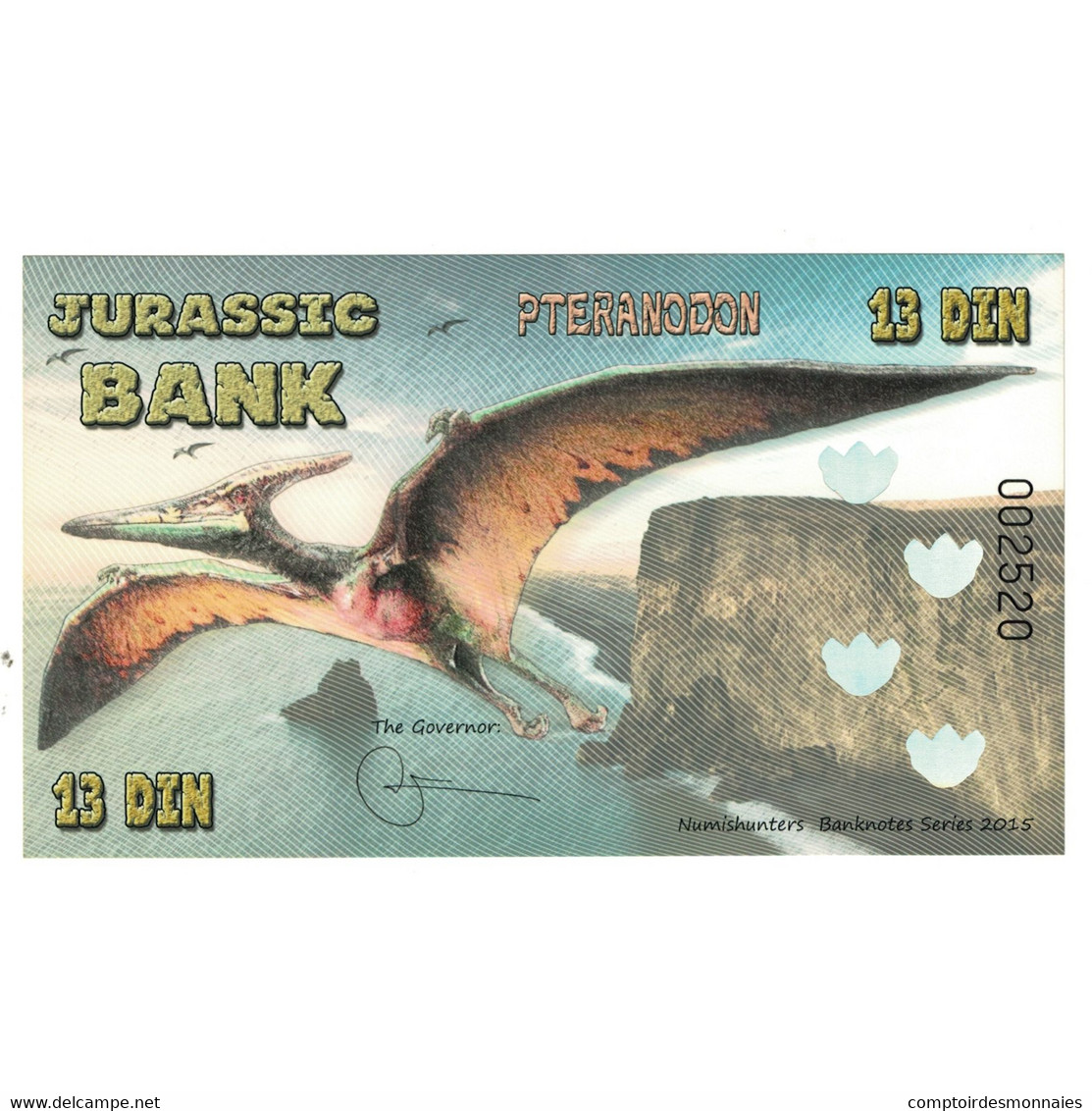 Billet, Espagne, Billet Touristique, 2015, JURASSIC BANK 13 DIN, NEUF - [ 7] Fautés & Variétés