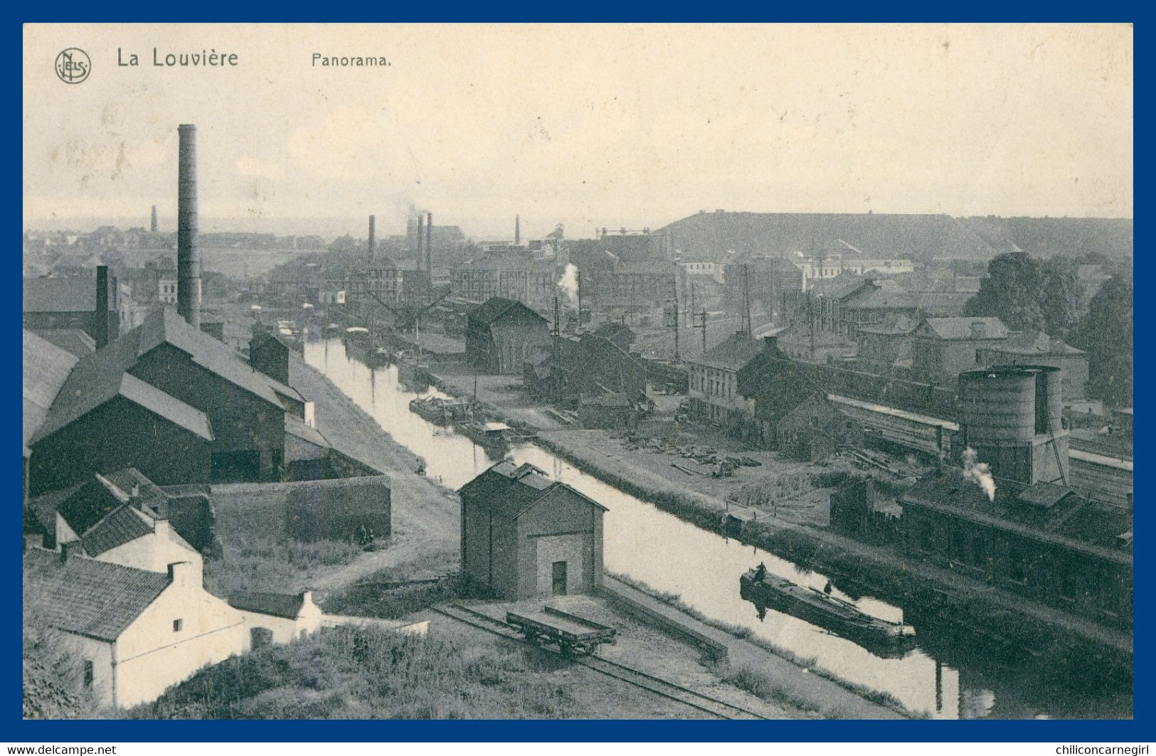 LA LOUVIERE - Panorama - Usine - Péniche - Gare - Edit. NELS - 1913 - La Louvière
