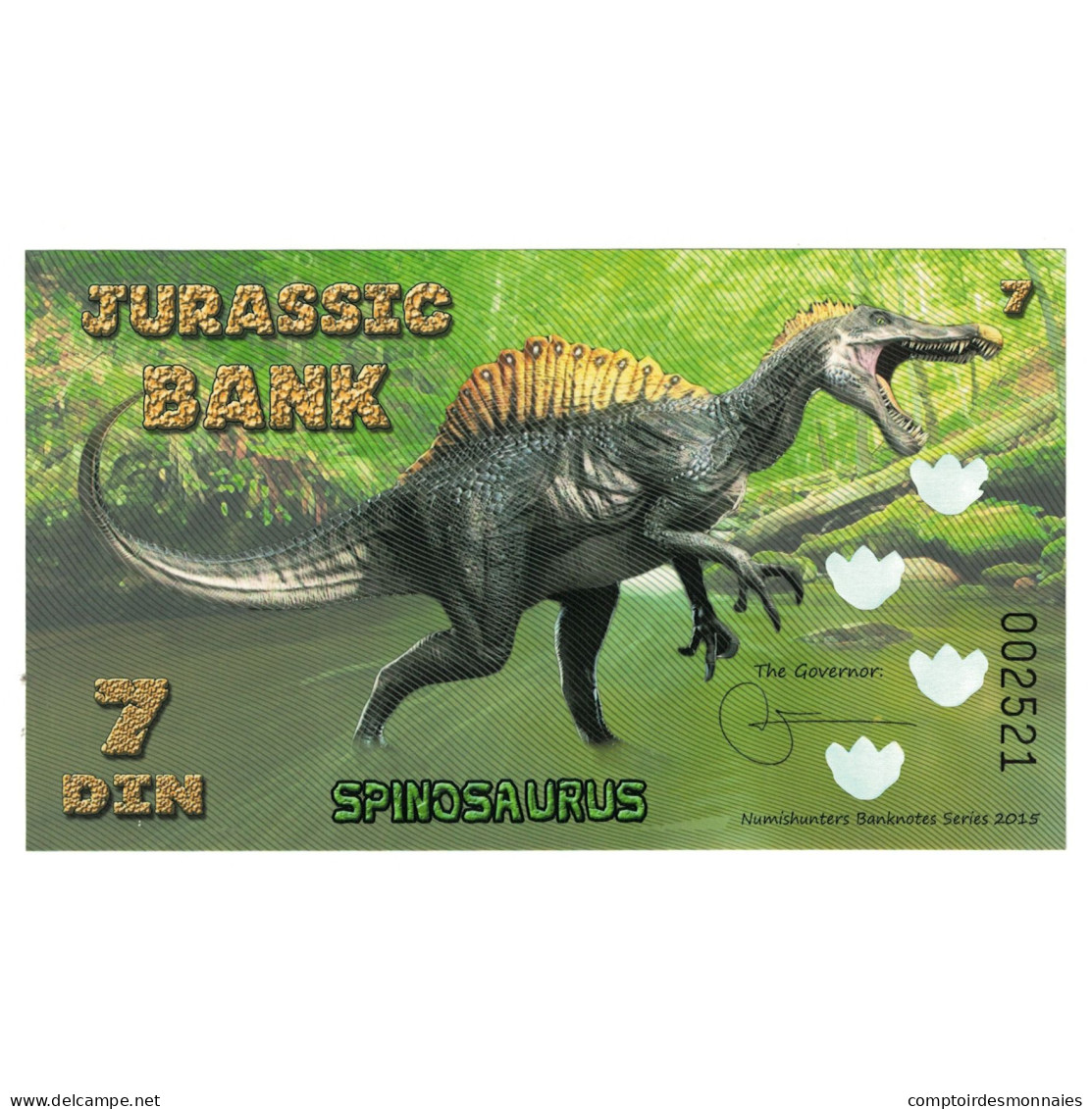 Billet, Espagne, Billet Touristique, 2015, JURASSIC BANK 7 DIN, NEUF - [ 7] Fouten & Varianten