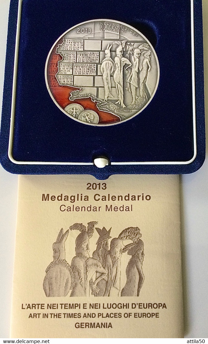 Istituto Poligrafico Dello Stato- Medaglia Calendario 2013 Argento E Smalti - Gr.52 Diam. 50 Mm. - Notgeld