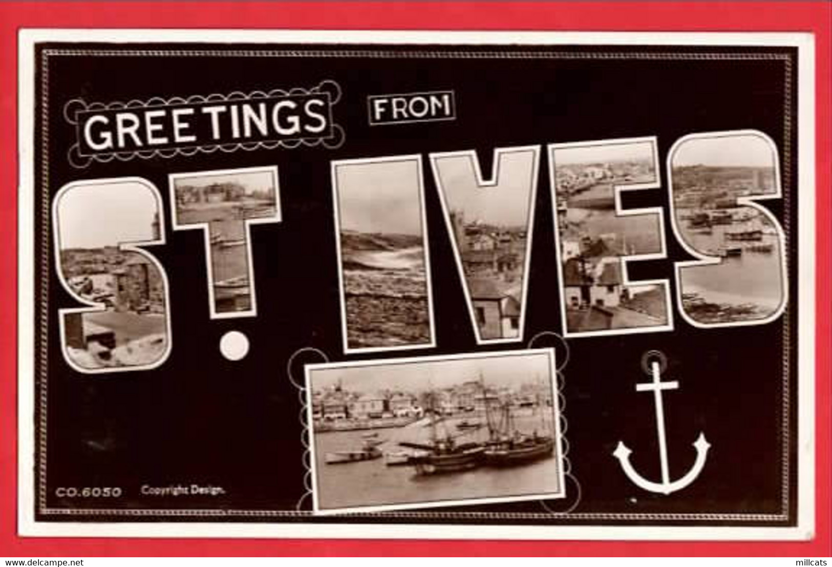 CORNWALL  ST IVES   LARGE LETTER  GREETINGS FROM   RP    Pu 1956 - St.Ives