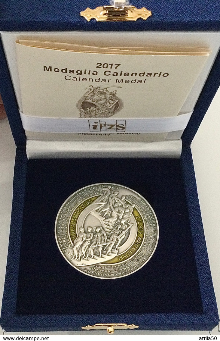 Istituto Poligrafico Dello Stato- Medaglia Calendario 2017 Argento E Smalti - Gr.52 - Diametro Mm.52 : LA PROSPERITÀ . - Monedas/ De Necesidad