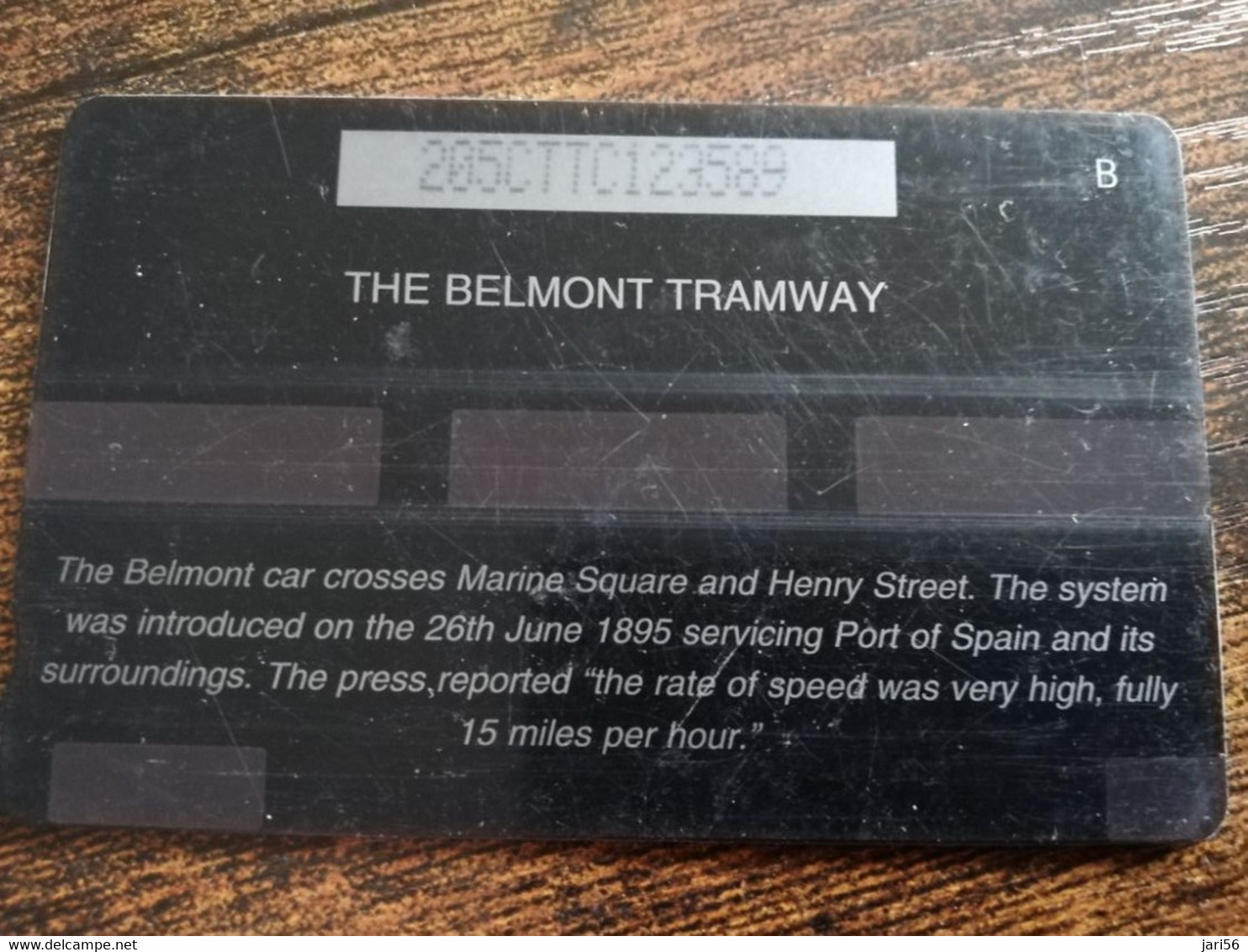 TRINIDAD & TOBAGO  GPT CARD    $20,-  205CCTC   THE BELMONT TRAMWAY             Fine Used Card        ** 8904** - Trinidad & Tobago