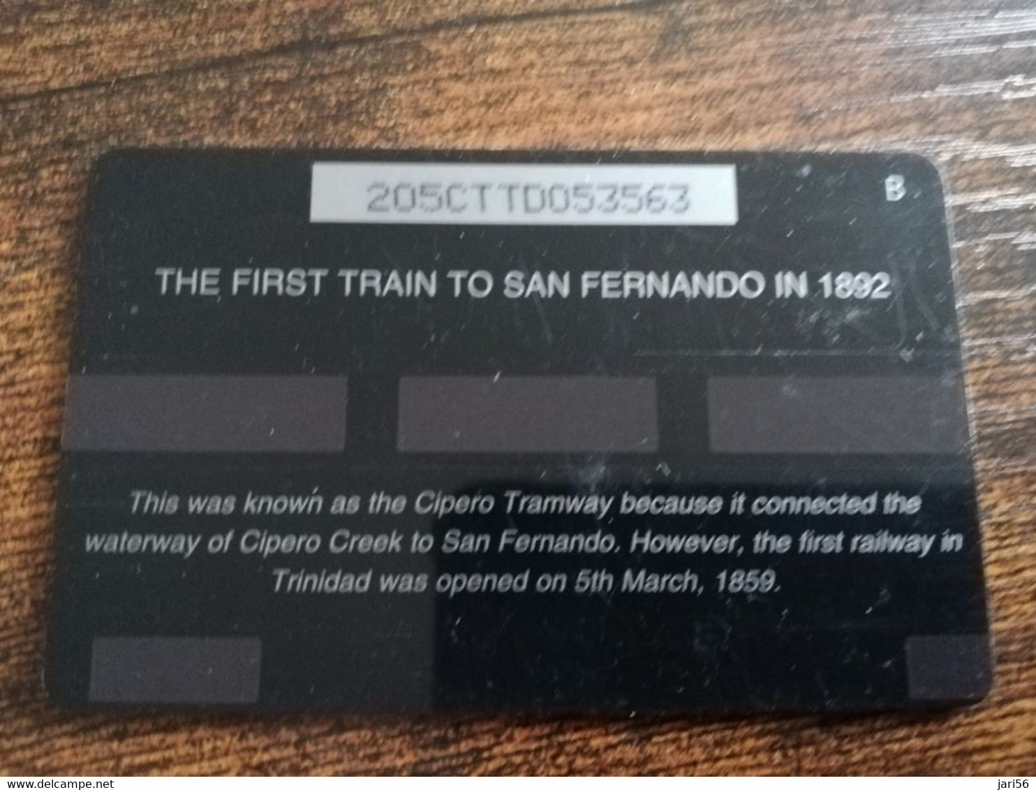 TRINIDAD & TOBAGO  GPT CARD    $20,-  205CCTD    FIRST TRAIN IN SAN FERNANDO             Fine Used Card        ** 8905** - Trinidad & Tobago