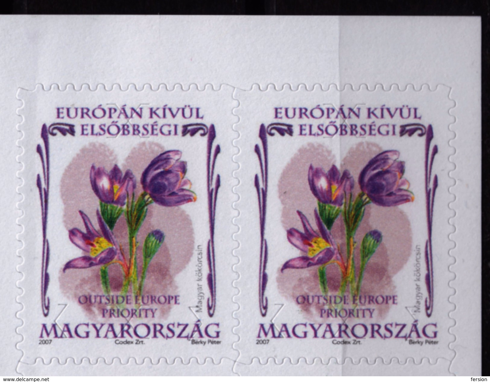 HUNGARY 2007 Self Adhesive Booklet - Priority Express To Overseas / Outside Of EUROPE - Flower Pulsatilla / MNH - Libretti