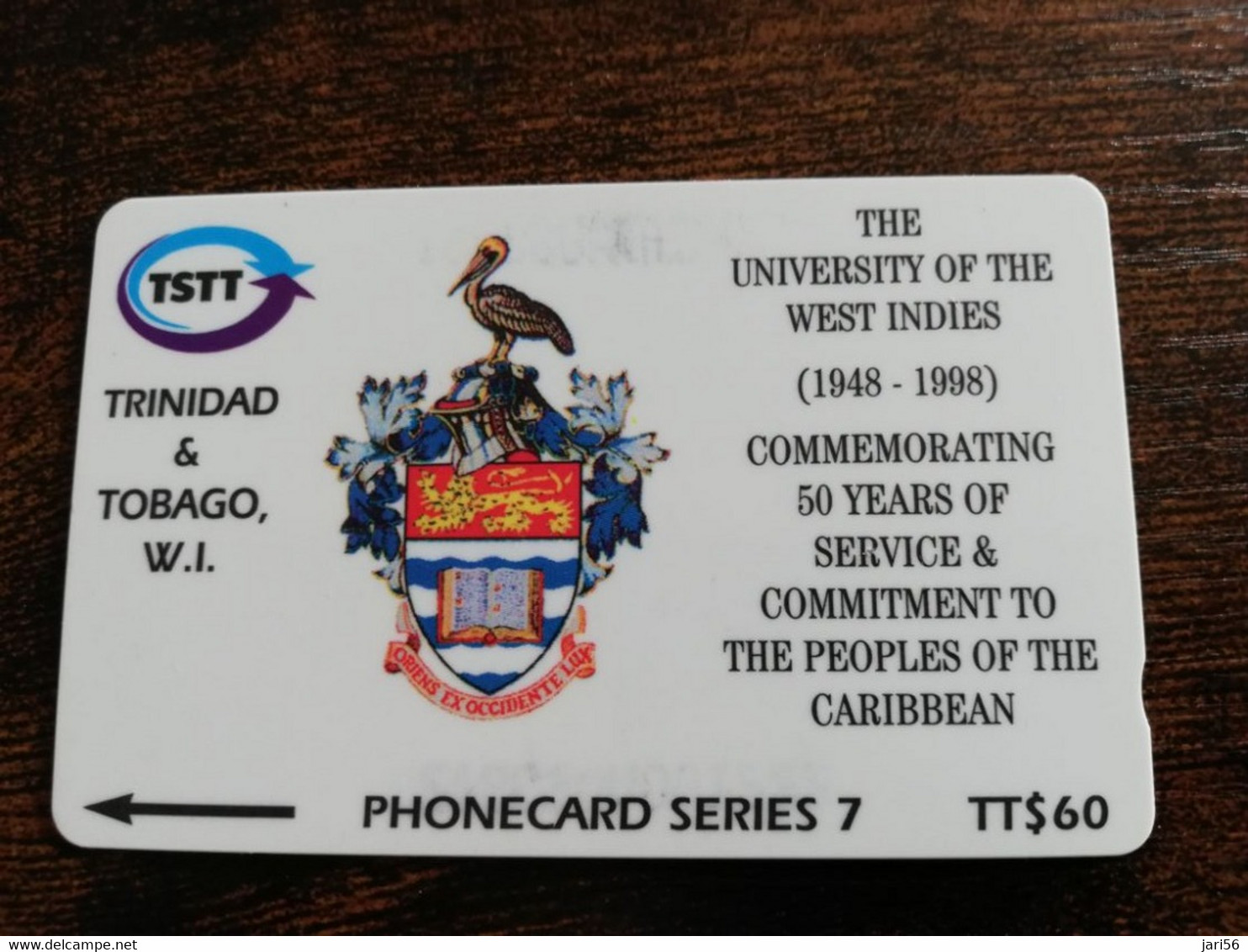 TRINIDAD & TOBAGO  GPT CARD    $60,-  245CCTA    50 YEARS UNIVERSITY WEST IND            Fine Used Card        ** 8907** - Trinité & Tobago