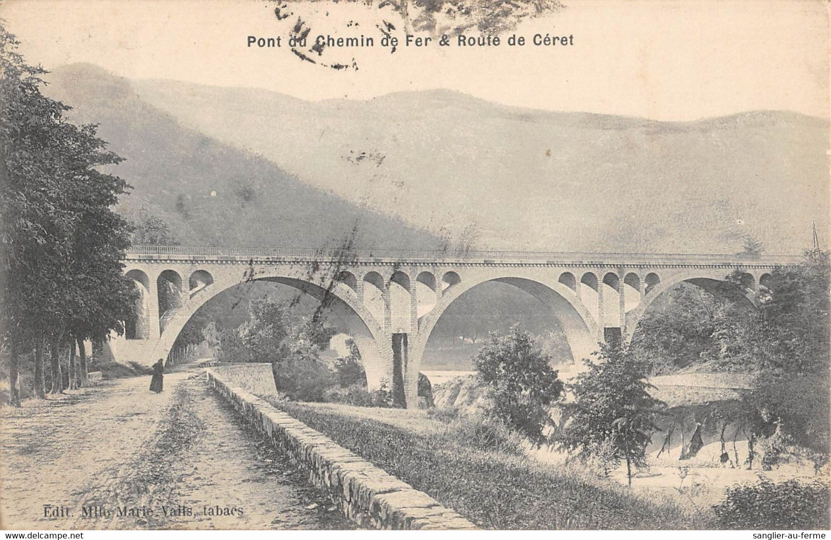 CPA 66 PONT DU CHEMIN DE FER ET ROUTE DE CERET (cliché Rare - Ceret