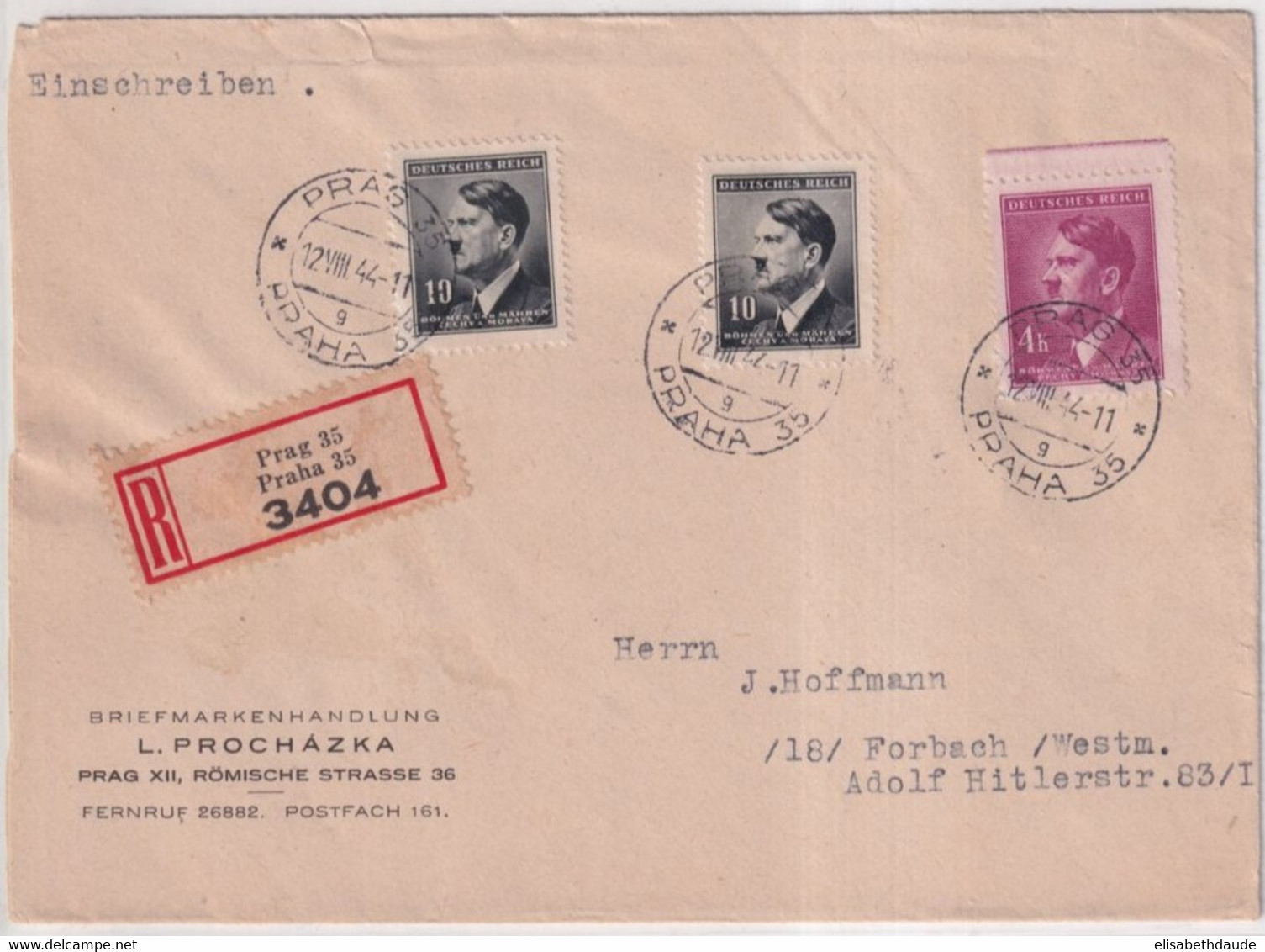 BÖHMEN Und MÄHREN - 1944 - ENVELOPPE RECOMMANDEE De PRAGUE => FORBACH (MOSELLE) - Cartas & Documentos