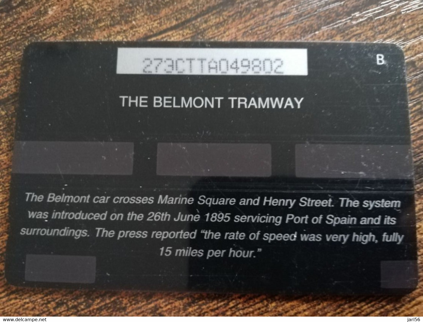 TRINIDAD & TOBAGO  GPT CARD    $20,-  273CCTA    THE BELMONT TRAMWAY             Fine Used Card        ** 8912** - Trinidad & Tobago